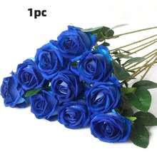 50/5/10/20/30/1 szt. Sztuczna ciemnoniebieska róża, sztuczna róża, nadaje się do samodzielnego wykonania bukietu ślubnego, dekoracji stołu, na wieczór panieński, walentynkowy, baby shower - Niebieski i biały - Zobacz 11