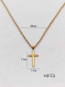 1pc Bestselling Men's Twist Chain Hip Hop Cross Pendant Necklace - Yellow Gold - View 9