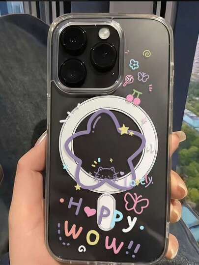 1个星形透明磁吸情侣手机壳，兼容 17 Pro Max/16 Pro Max/15 Pro Max/13/15/16/17 Pro/14/11，时尚磁吸保护手机壳