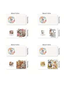 6pcs DIY Diamond Painting Kits, Cat, Dog, Cartoon Character Patterns On Paper Material Greeting Cards, Blessings And Wishes, Unique Design, Asymmetrical Shape Diamonds, Suitable For Thanksgiving Gifts - Multicolor - View 3