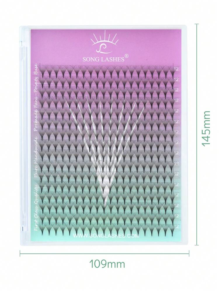 SONG LASHES 14D 16 Rows 320pcs D-Curl Voluminous Eyelash Extensions, Extra Large Tray, Pointed Flat Base, Pre-Made Lashes, 0.03mm Thickness, 8-15 Lashes Per Cluster, Eyelash Extension - D - View 3
