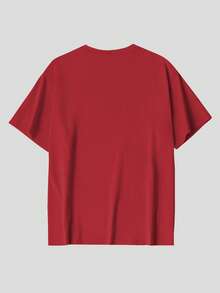 Vielseitiges Damen SpongeBob Muster Loose-Fit Lässig Kurzarm T-Shirt - Rot - Übersicht 3