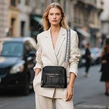 Rossbody Bags For Women Waterproof Leather Crossbody Purses Shoulder Bag Handbags Cross Body Purse Travel Purse - 黑色 - 查看 9