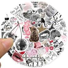 50张Y2K美学贴纸，都市女孩贴纸，Y2K风格黑白贴纸，都市贴纸，防水乙烯基贴纸，适用于笔记本电脑、手机、汽车、滑板、水瓶、剪贴簿、电脑、日记本等。