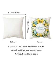 1 件复活节兔子和花环装饰枕套（不含枕芯），柔软舒适的单面印花抱枕套，适用于卧室、客厅、沙发、派对装饰 - 彩色 - 查看 2