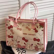 SANRIO Sac à bandoulière de haute qualité motif chat, sac fourre-tout en canevas grande capacité pour étudiant, sac à main de navetteur, sac organisateur essentiel pour l'extérieur pour femmes - Multicolore - Voir 10