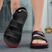 男女透气百搭时尚凉鞋，软底舒适沙滩/公园/旅行鞋 - 黑色 - 查看 5