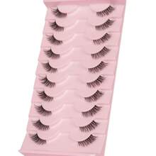 ISEEN 10 Pairs Transparent Half-Piece Cat Eye False Eyelashes, Fluffy Lightweight 3D Faux Mink Lash Set, Soft Natural Looking Fake Eyelash Strips - Black - View 5
