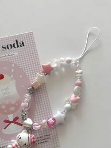 SANRIO 1pc Cute & Fashionable Phone Charm, Short Beaded Accessory Phone Strap, Suitable For Daily Decoration And Wear - Multicolor - View 6