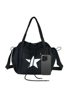 1pc Women's Nylon Crossbody Shoulder Bag, Adjustable Strap, Scratch-Resistant And Durable, Can Hold Passport, Cash, ID, Credit Cards, Lightweight And Portable, Suitable For Commuting, Shopping, Daily Use, Casual And Fashionable, Solid Color Design. - Black - View 5