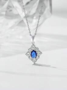 1 chiếc dây chuyền bạc 925 đính kim cương nhiều màu sắc, lấp lánh dành cho nữ, thanh lịch để đeo hàng ngày và hẹn hò, quà tặng năm mới và ngày Valentine. - Bạc - Xem 3