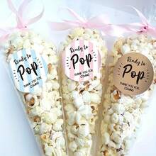 6/30张“即将成为宝宝”感谢宾客贴纸，适用于婴儿派对和性别揭晓派对 - 2英寸自粘标签，印有“谢谢”字样，棕色、粉色、蓝色、条纹 - 可用于派对礼品袋、礼品盒和装饰品，以及派对装饰 | 可爱设计 | 光面 - 彩色 - 查看 2