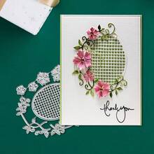 创意花卉和网格切割模具，DIY剪贴簿相册和压花模板，贺卡制作工具，卡片纸切割工艺品，礼品卡制作模板模切。 - 銀色 - 查看 5