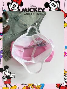 Disney Official Licensed 1 Pc Disney Mickey Mouse Shopping Bag High-Capacity Foldable Tote Bag Bookbag Drawstring Shoulder Bag Lightweight Handbag - Verifiable For Boys/Girls/Student Perfect For Daily/Shopping//Go To School - Pink - View 6