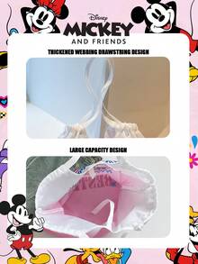 Disney 官方授权米奇购物袋，大容量可折叠手提袋，糖果袋，午餐袋，零食袋，抽绳单肩包，轻便手提包，官方正版授权，可验证真伪，适合男孩/女孩/学生，日常/购物/上学皆宜。 - 粉色 - 查看 11