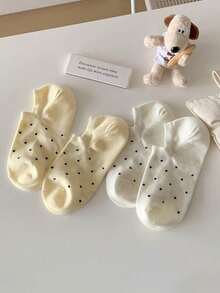 6 pares de calcetines invisibles de tobillo de secado rápido con patrón de puntos sólidos, versátiles y finos para el verano, calcetines náuticos para mujer, regalo de Navidad antideslizante - Multicolor - Ver 5