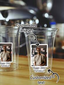 3/9/18张复古个性化生日派对姓名贴纸,可定制80、90年代生日装饰,含人像杯贴,适用于21岁、30岁、40岁和50岁生日派对装饰,复古生日派对用品 - 多色 - 查看 4