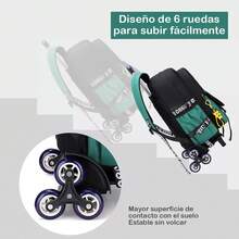 Carrito plegable de aleación de aluminio, carrito para mochila escolar, mochila plegable con ruedas de aluminio, ideal para viajes y uso en el campus. - Negro - Ver 7