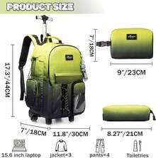 Kids Rolling Backpack With Wheels Unisex Suitcase Carry On Luggage For Elementary Middle High School Students - 漸變黃黑 - 查看 2