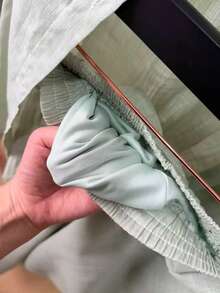 Linen Shirt And Pants Set (2 Pieces), Lined With Elastic. - 薄荷綠 - 查看 5