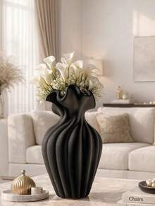 1pc Large French Vintage Style Decorative Vase, Black Color, Suitable For Living Room/Dining Table Home Decor - Multicolor - View 9