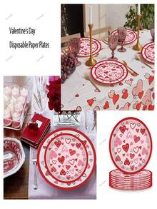 Conjunto de 10 peças de louça descartável para festa de casamento da noiva, incluindo pratos de papel de 18 cm e 23 cm e copos de papel de 270 ml, ideal para o Dia dos Namorados, aniversário de casamento, cerimônia de casamento, chá de panela e outras ocasiões. Perfeito para casamentos. - Multicolorido - Ver 6