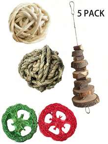 20件/4件/9件/7件/18件装兔子/豚鼠磨牙玩具，天然苹果木磨牙玩具组合，手工制作豚鼠仓鼠小型动物磨牙玩具 - 彩色 - 查看 24