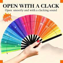 13 Inch Boots On The Ground Hand Fan, Where There Is A Fan Folding Fan, Slap Slap Fan, For Line Dance Unique Oriainal Pattern, Suitable For Party Props, Perfect Gift, Suitable For Line Dance Lovers. Clack Fan, For Bounce Fan, Denim Fan. Chinese Decorations - 13英寸 - 查看 10