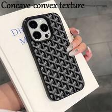 Repeating Geometric Pattern, Large Hole Design, Fashionable Ultra-Light Mobile Phone Case, Concave And Convex Texture Is More Non-Slip, Suitable For IPhone17 16 15 14 13 12 11,AIR Pro Max, Plus, XSMAX, X - Black - View 1