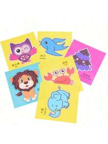 48pcs/96pcs Fun Kids Paper Cutting Set, Animal Theme Papers, Paper Cutting Art, DIY Arts & Crafts Supplies With Scissors - Multicolor - View 3