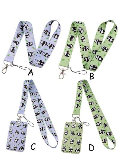 1 قطعة حامل بطاقة هوية بسير رقبة بطبعة باندا عادية، مناسب للأطباء والممرضات والطلاب والمعلمين، يمكن استخدامه كهدية أو للاستخدام اليومي