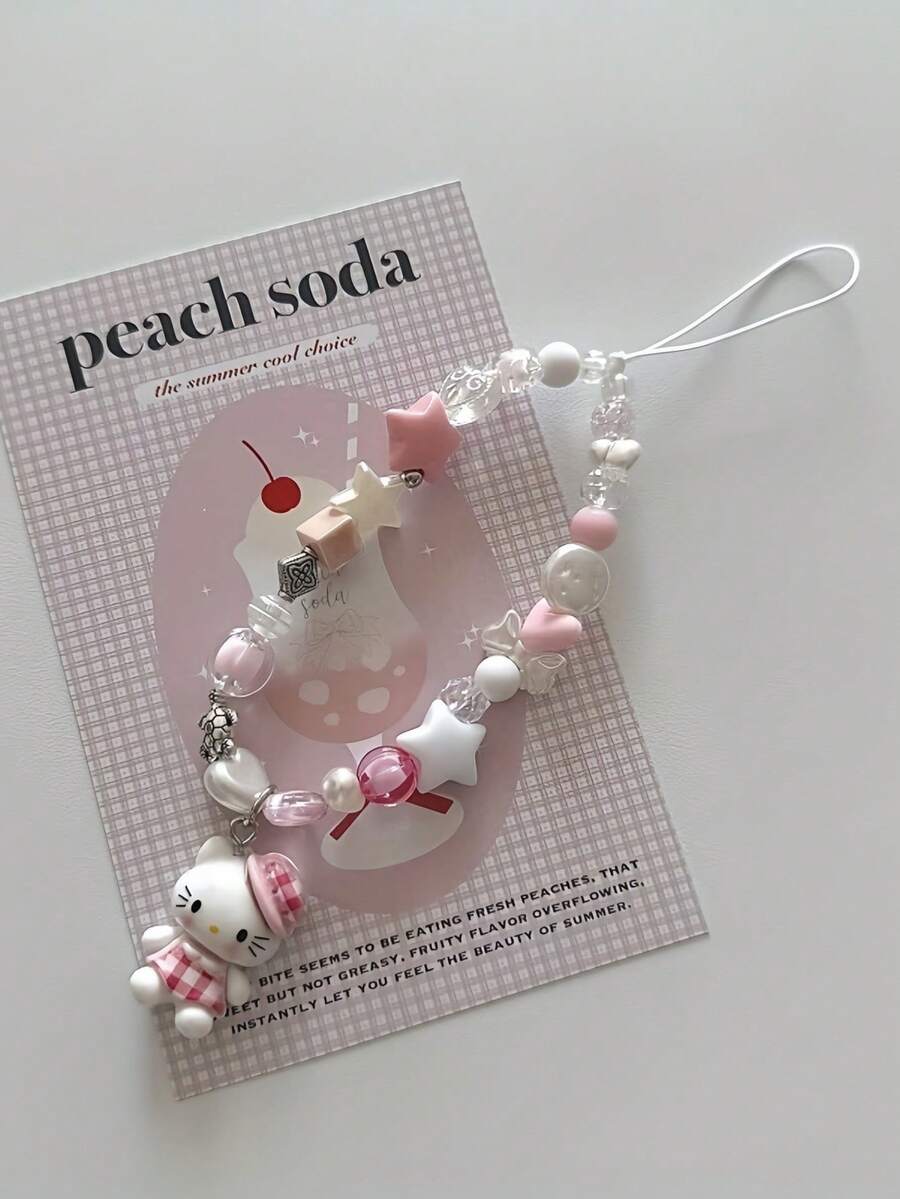 SANRIO 1pc Cute & Fashionable Phone Charm, Short Beaded Accessory Phone Strap, Suitable For Daily Decoration And Wear - Multicolor - View 1