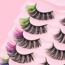 رموش ملونة مختلطة، 8 أزواج من الرموش الصناعية الفاخرة الناعمة بطول 7-16 مم، رموش عين القطة الملونة لتطبيق مكياج الرموش - رموش عيون القطة - مشاهدة 4