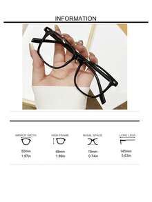 1pc Retro Black Frame Glasses, Flattering Unisex Minimalist Style Suitable For Everyday Use - Clear - View 2