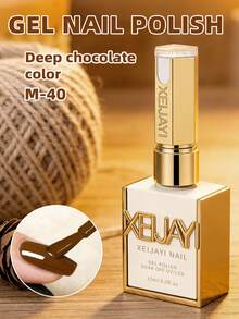 XEIJAYI 1瓶15毫升巧克力棕色纯凝胶指甲油，持久浸润式UV/LED光疗，高饱和度，坚固耐用，沙龙级设计，适合女性指甲 - 巧克力棕 - 查看 3