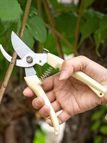 1PC Stainless Steel Garden Tools, Household Pruning Shears, Branch Cutter, Fruit Tree Pruning Shears, Tree Branch Cutter, Spring-Loaded Manual Garden Shears, Suitable For Balcony, Patio And Other Occasions - Mustard Yellow - View 9