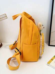 1pc New Simple Cartoon Backpack, Casual And Minimalist Design, Zippered, Adjustable Shoulder Straps, Suitable For School, Travel, Easily Holds Everyday Essentials, A Versatile Piece, A Fashion Favorite, Suitable For Various Styles And Occasions, Extremely Adaptable. - Cartoon Bear Backpack - View 8