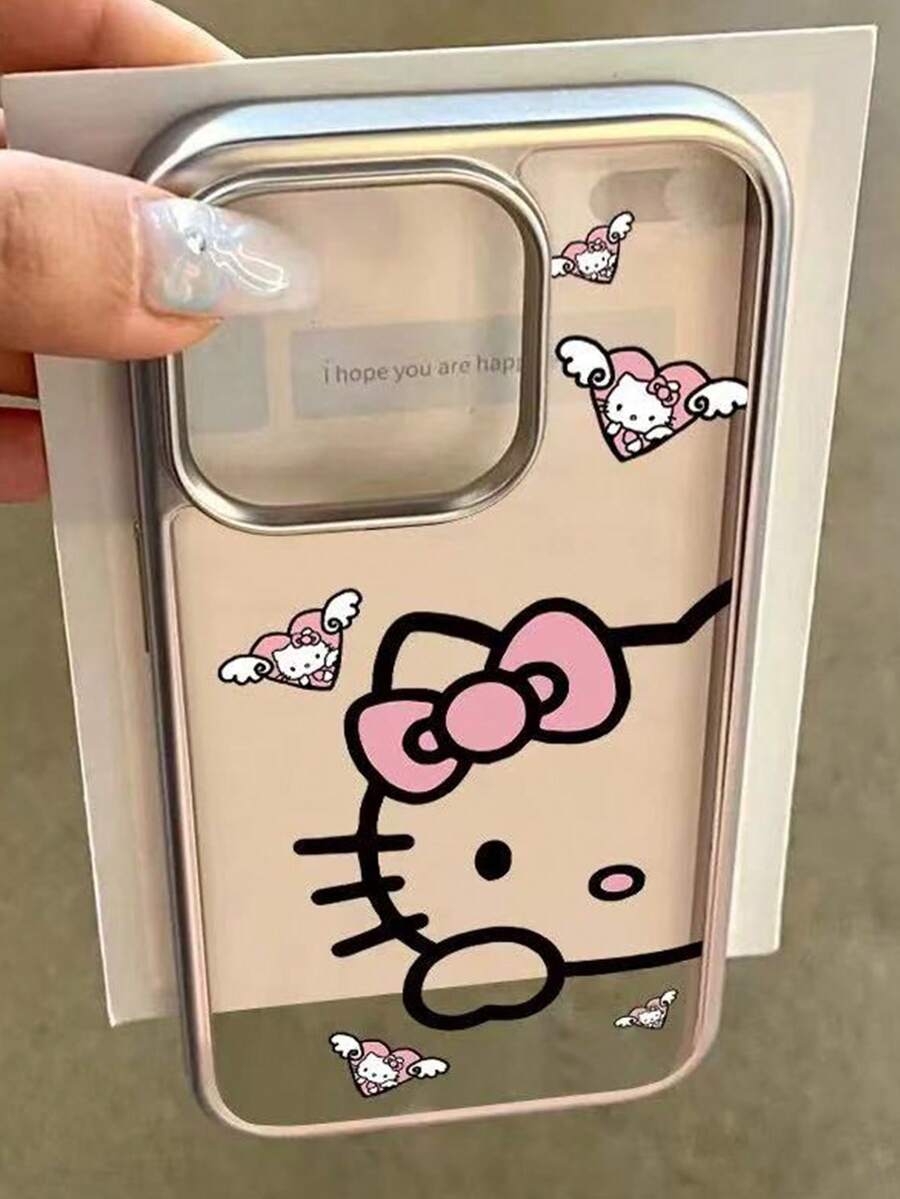 Sanrio Cute Cat Heart Design Phone Case Compatible With IPhone 15 Pro Max, 17/14 New Models, 13, 12, Transparent Electroplated High-End Protective Cover - Clear - View 1