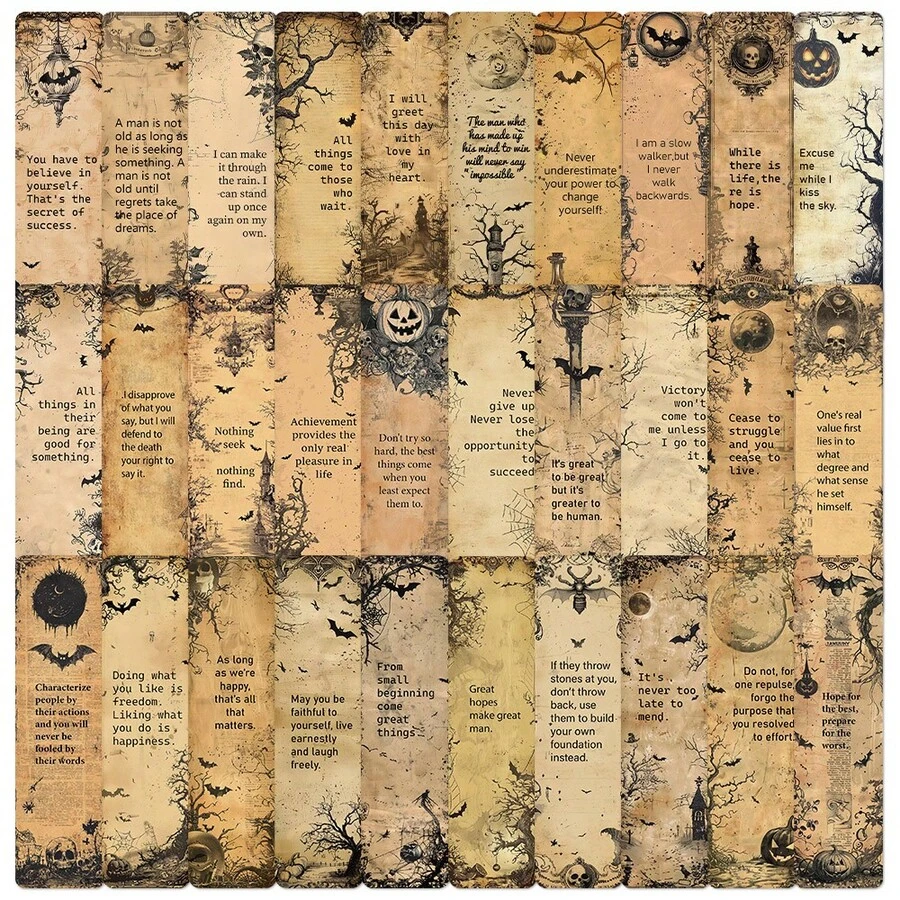 30pcs Vintage Dark Inspirational Copy Bookmarks Elegant Book Decoration Suitable For Decorating Books Picture Books Notebooks And Other Paper Bookmarks