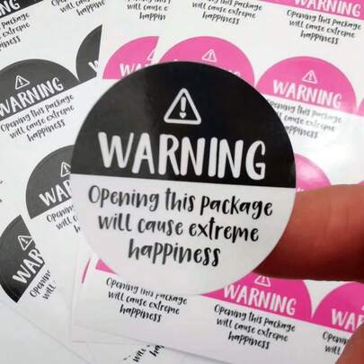 120 1.5 Inch/38mm Black And Pink Cute Warnings, Extremely Happy Labels, Thank You For Packaging Stickers, Happy Mailing Stickers, Cute Happy Mail Stickers, Postage Stickers, Gift Packaging, Envelope Sealing