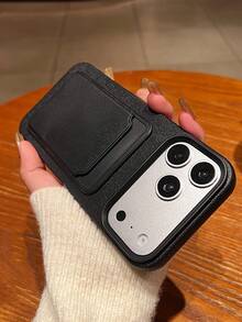 Black Card Holder Wallet + Full Coverage TPU Leather Texture Phone Case Compatible With IPhone 17/16/15 Pro Max/15 Pro/15/14/13/12/11, 13 Pro/14 Pro Max Protective Cover