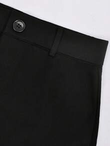 Apperloth A Apperloth 女士轻盈七分裤，优雅黑色短裙裤，弹力开衩裤脚，修身打底裤，七分裤，紧身裤，纽扣拉链设计，适合夏秋季休闲、外出和约会穿着 - 黑色 - 查看 6