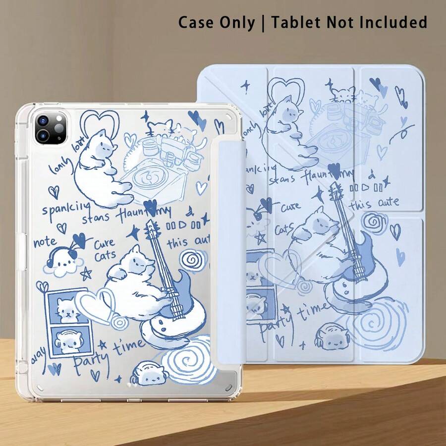 Acrylic Crystal Tablet Protective Case With Stand, Featuring Bear, Music Festival, Guitar Patterns, Compatible With Huawei Matepad SE 11/Matepad 11/Matepad Pro 11in, 12.2in/Matepad Air 12in, Honor Pad 8/9/10, Honor GT 11.5inch/X7/X8A/X9/X8Pro/X9Pro/V9/V8 Pro, Apple 10th Generation/ 11 2025 (A16), A9/A9+/A11/S11/S10 FE+ And Other Popular Models - Multicolor - View 1