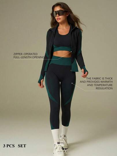 UONNOU مجموعة ملابس رياضية للنساء مكونة من 3 قطع، صدرية + ملابس علوية طويلة الأكمام + بنطال طويل، ملابس كاجوال للنساء للاستخدام الخارجي، ملابس رياضية، ملابس مشكلة للجسم، ملابس ضيقة، بتصميم جاكيت، بتصميم دراجة نارية، بياقة عالية، بسحاب كامل، بتصميم فتحة إبهام رياضي، صدرية بأربطة متقاطعة، ملابس علوية قصيرة جدًا لتشكيل الجسم، ترفع الأرداف، تنحف الخصر والبطن، تشكل الساقين وتجعلك تبدين أنحف، بنطال رياضي ضيق للغاية، مرن للغاية وذو تشكيل عالي، نسيج محبوك ناعم بتصميم خلوي، مناسب للرياضة والأنشطة الخارجية، اليوغا، الجيم، الجري، الحياة اليومية الكاجوال، التنقل، الحفلات والمناسبات، إلخ.، مجموعة رياضية وخارجية عصرية لجميع المواسم، أنماط الخريف والشتاء، الربيع والخريف.