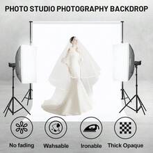 White Photo Backdrop Curtains (No Stand), White Photography Seamless Backdrops Background For Easter, Birthday Party, Wedding, Photos, Projector - White - View 2