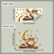 New Vintage Star & Moon Wall Decor Stickers, Middle East Style Self-Adhesive PVC Wall & Window Stickers - Multicolor - View 13