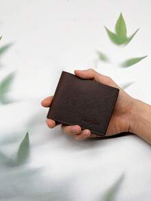 HOVI'S Men Short Wallet Brown Textured Leather - Multi Card Slots Ruangfan Embossed New Year Gift Valentine's Day Gift