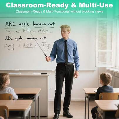 1pc Extendable Double-Ended Teaching Pointer - Flexible Dual-Head Pointer Suitable For Classroom, Home, Music, Math And Presentation Use - Teacher Teaching Tool With Retractable Mechanism, Foldable For Easy Storage And Portability, No Power Required