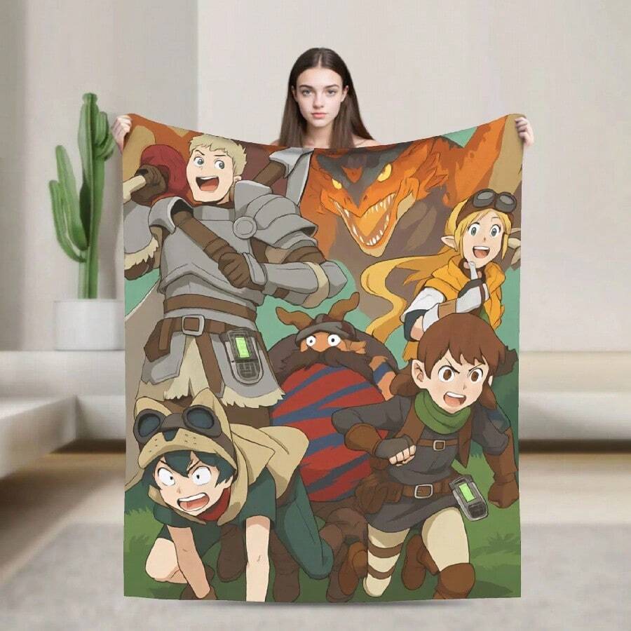 Dungeon Meshi Anime Marcille Laios  Blanket Quality Warm Soft  Throw Blanket Autumn S Outdoor Funny Bedspread(4).Jpg - 白色 - 查看 1