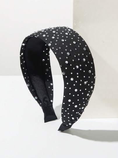 1pc Geometric Pattern Palace Style Solid Color Super Shiny Full Rhinestone Widened Headband, Luxurious Elegant Versatile Women Hair Accessory